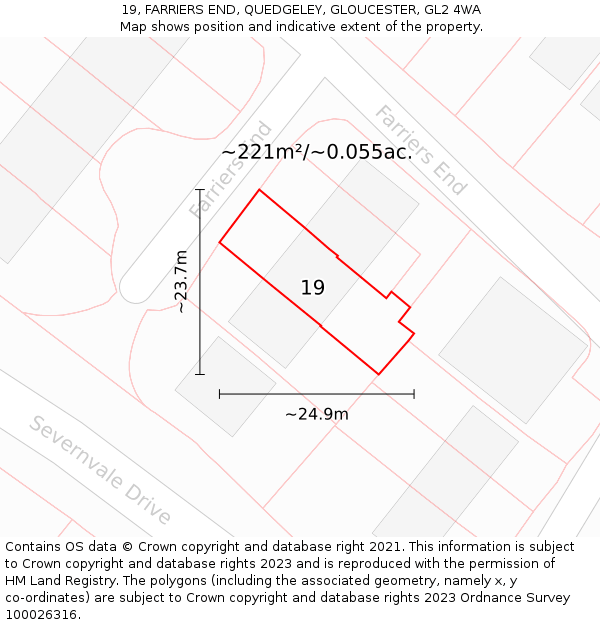 19, FARRIERS END, QUEDGELEY, GLOUCESTER, GL2 4WA: Plot and title map