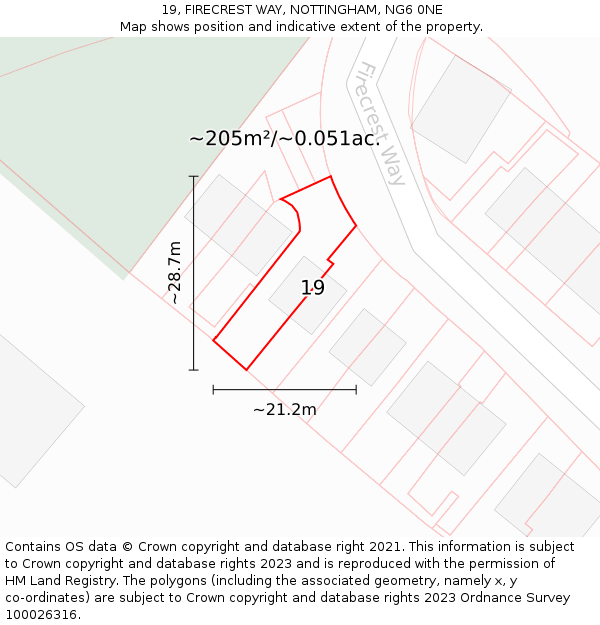 19, FIRECREST WAY, NOTTINGHAM, NG6 0NE: Plot and title map