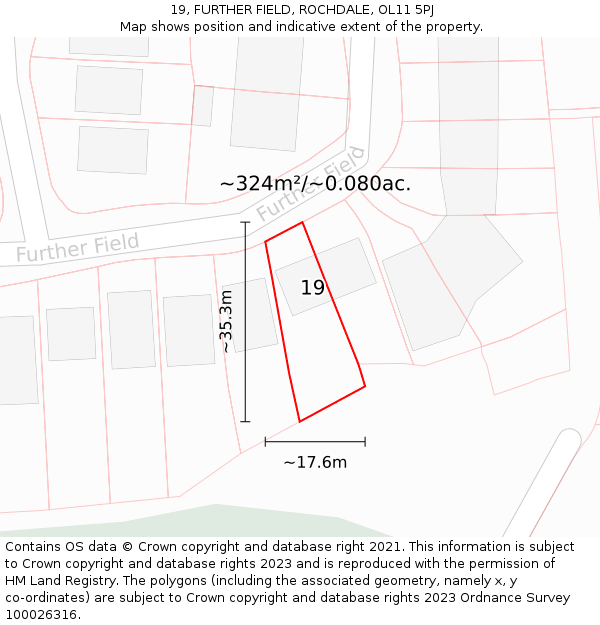 19, FURTHER FIELD, ROCHDALE, OL11 5PJ: Plot and title map