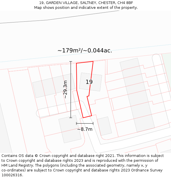 19, GARDEN VILLAGE, SALTNEY, CHESTER, CH4 8BF: Plot and title map