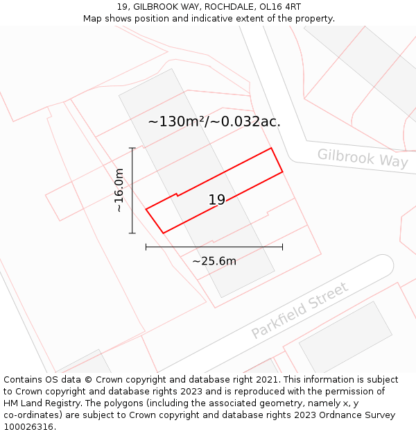 19, GILBROOK WAY, ROCHDALE, OL16 4RT: Plot and title map