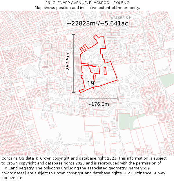 19, GLENAPP AVENUE, BLACKPOOL, FY4 5NG: Plot and title map