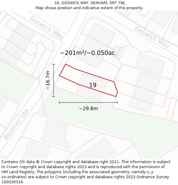 19, GOSWICK WAY, SEAHAM, SR7 7WJ: Plot and title map