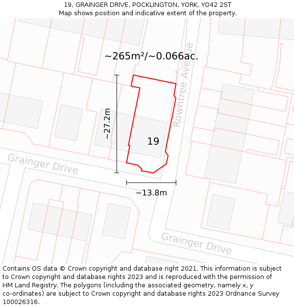 19, GRAINGER DRIVE, POCKLINGTON, YORK, YO42 2ST: Plot and title map