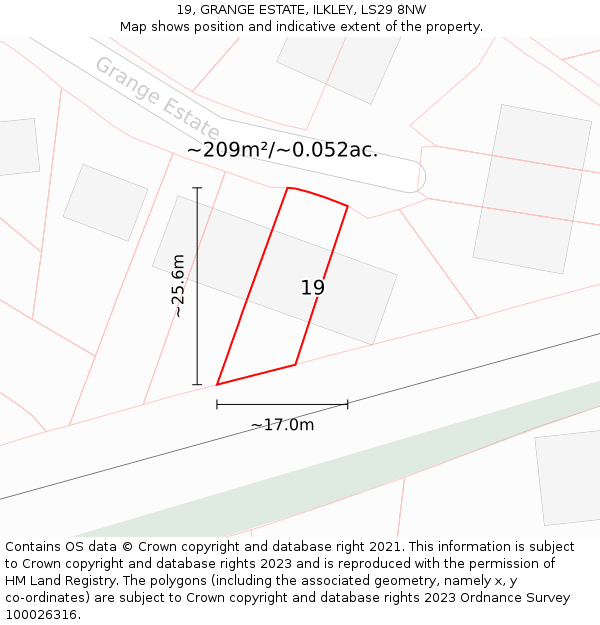 19, GRANGE ESTATE, ILKLEY, LS29 8NW: Plot and title map