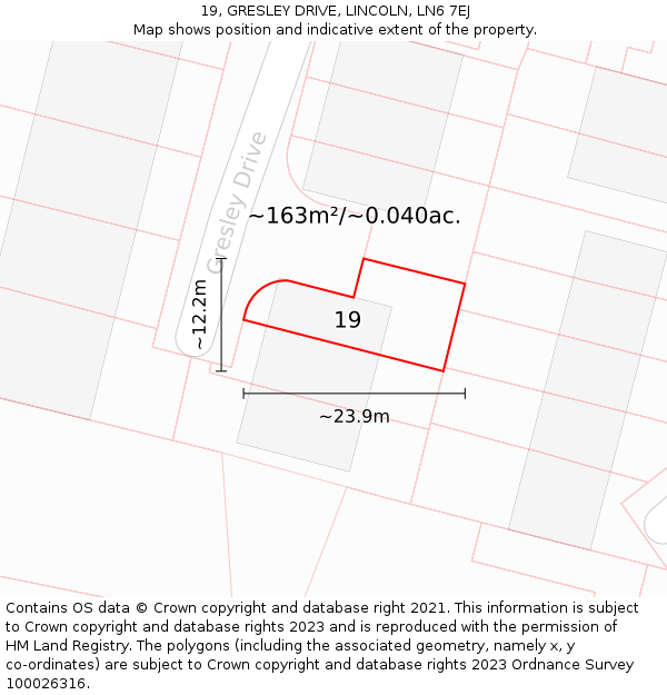 19, GRESLEY DRIVE, LINCOLN, LN6 7EJ: Plot and title map