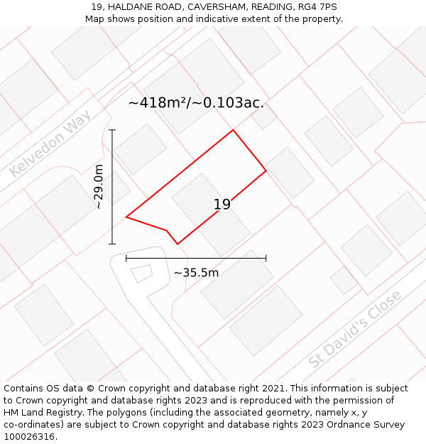 19, HALDANE ROAD, CAVERSHAM, READING, RG4 7PS: Plot and title map