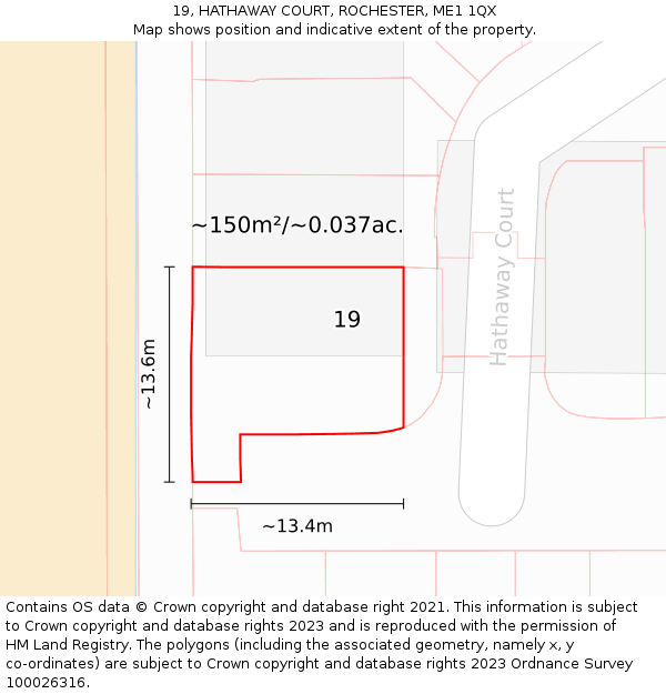 19, HATHAWAY COURT, ROCHESTER, ME1 1QX: Plot and title map