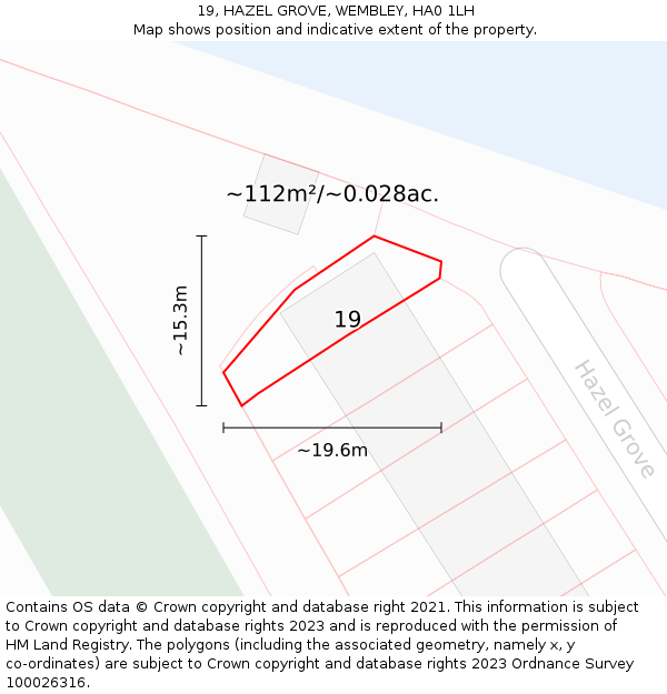 19, HAZEL GROVE, WEMBLEY, HA0 1LH: Plot and title map