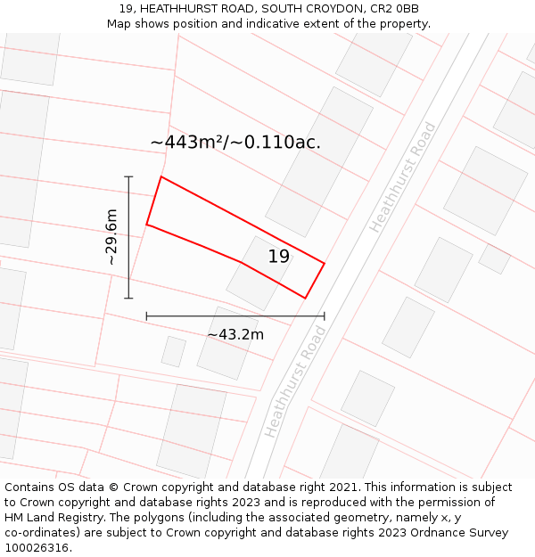 19, HEATHHURST ROAD, SOUTH CROYDON, CR2 0BB: Plot and title map