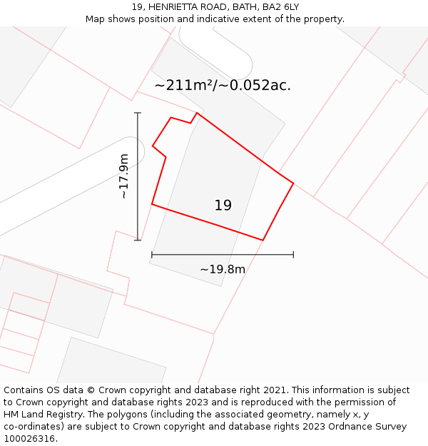 19, HENRIETTA ROAD, BATH, BA2 6LY: Plot and title map