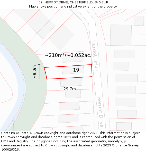19, HERRIOT DRIVE, CHESTERFIELD, S40 2UR: Plot and title map