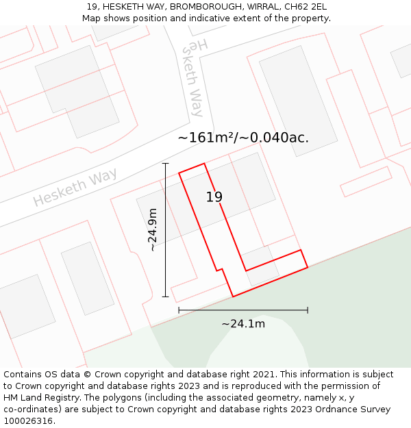 19, HESKETH WAY, BROMBOROUGH, WIRRAL, CH62 2EL: Plot and title map