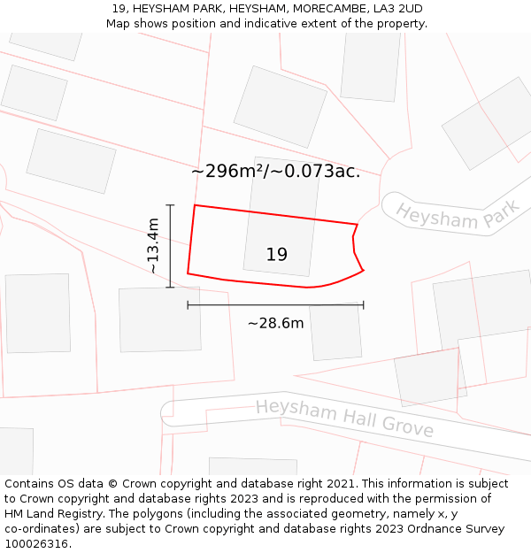 19, HEYSHAM PARK, HEYSHAM, MORECAMBE, LA3 2UD: Plot and title map