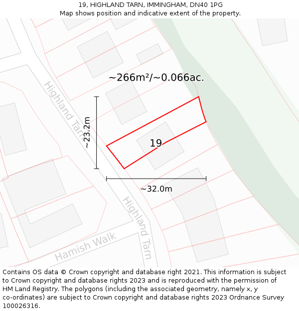19, HIGHLAND TARN, IMMINGHAM, DN40 1PG: Plot and title map