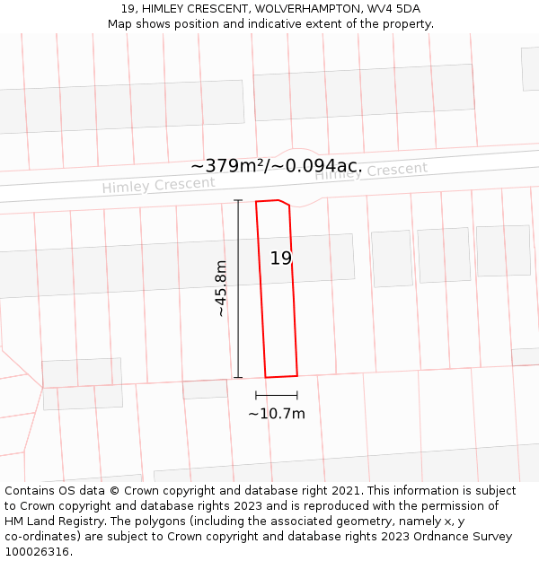 19, HIMLEY CRESCENT, WOLVERHAMPTON, WV4 5DA: Plot and title map