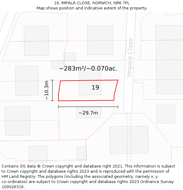 19, IMPALA CLOSE, NORWICH, NR6 7PL: Plot and title map
