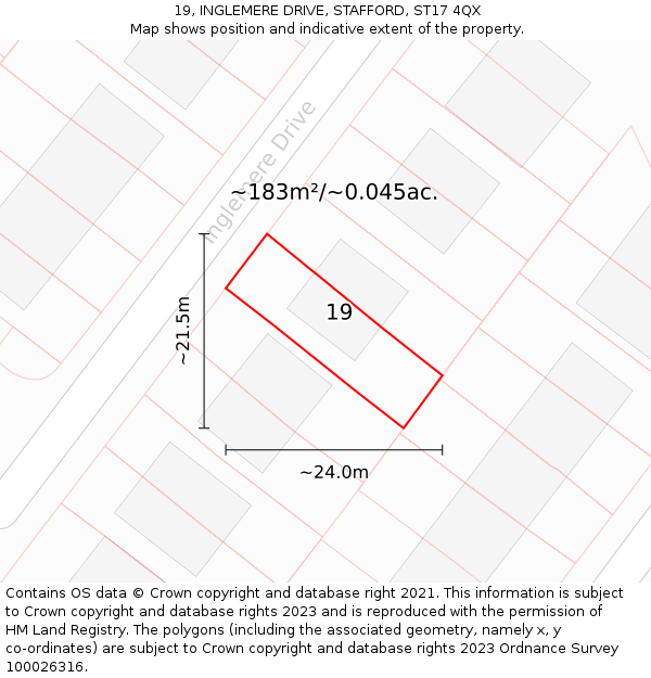 19, INGLEMERE DRIVE, STAFFORD, ST17 4QX: Plot and title map