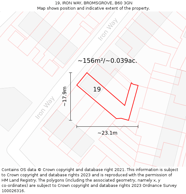 19, IRON WAY, BROMSGROVE, B60 3GN: Plot and title map