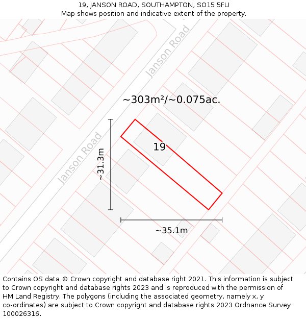 19, JANSON ROAD, SOUTHAMPTON, SO15 5FU: Plot and title map