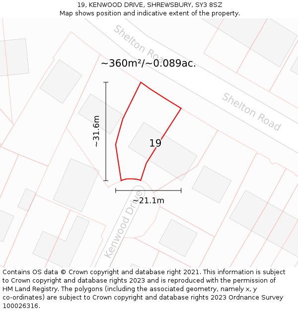 19, KENWOOD DRIVE, SHREWSBURY, SY3 8SZ: Plot and title map