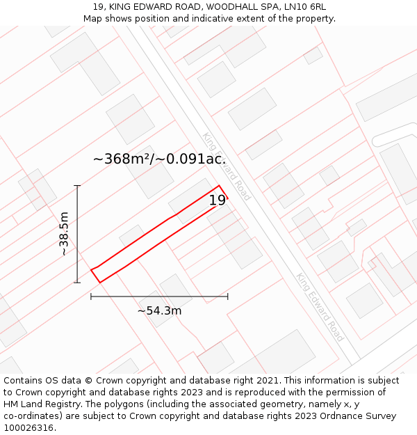 19, KING EDWARD ROAD, WOODHALL SPA, LN10 6RL: Plot and title map