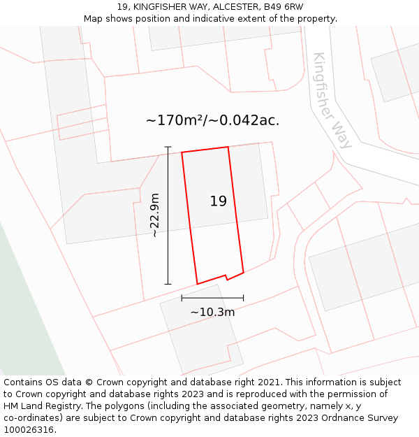 19, KINGFISHER WAY, ALCESTER, B49 6RW: Plot and title map