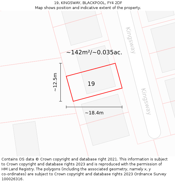 19, KINGSWAY, BLACKPOOL, FY4 2DF: Plot and title map