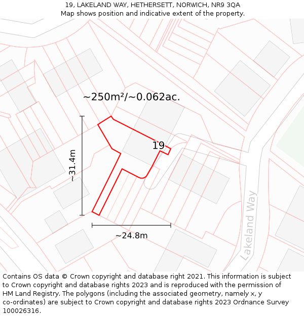 19, LAKELAND WAY, HETHERSETT, NORWICH, NR9 3QA: Plot and title map
