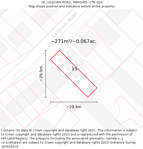 19, LALEHAM ROAD, MARGATE, CT9 3QA: Plot and title map