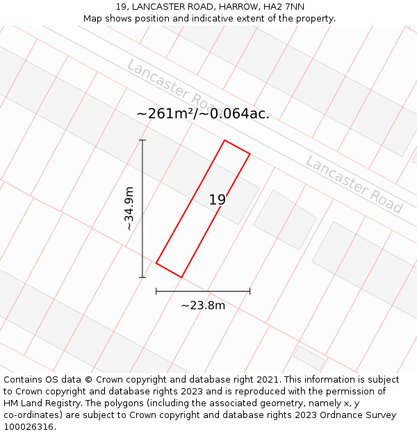 19, LANCASTER ROAD, HARROW, HA2 7NN: Plot and title map