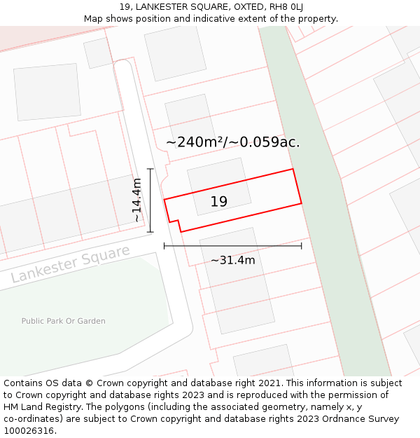 19, LANKESTER SQUARE, OXTED, RH8 0LJ: Plot and title map