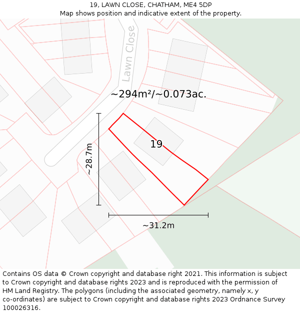 19, LAWN CLOSE, CHATHAM, ME4 5DP: Plot and title map