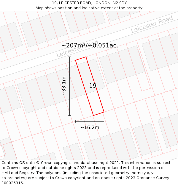 19, LEICESTER ROAD, LONDON, N2 9DY: Plot and title map