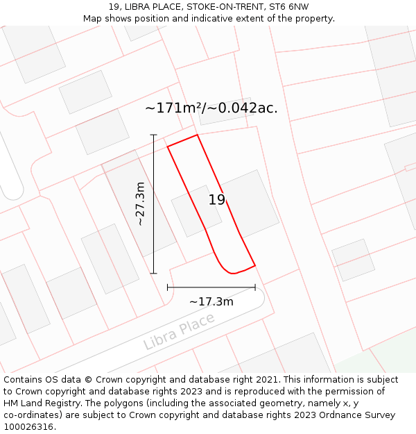 19, LIBRA PLACE, STOKE-ON-TRENT, ST6 6NW: Plot and title map