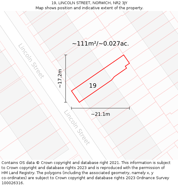 19, LINCOLN STREET, NORWICH, NR2 3JY: Plot and title map