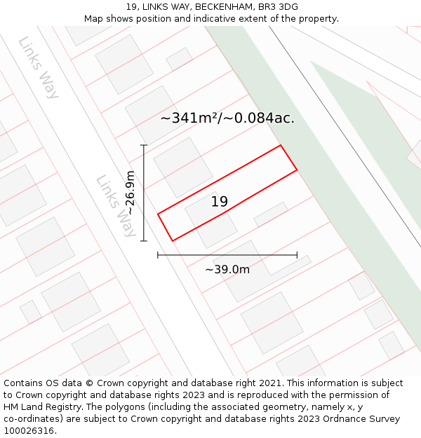 19, LINKS WAY, BECKENHAM, BR3 3DG: Plot and title map