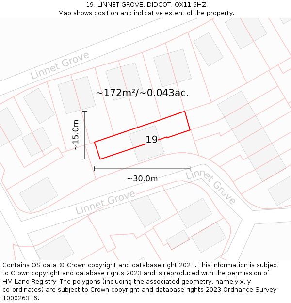 19, LINNET GROVE, DIDCOT, OX11 6HZ: Plot and title map