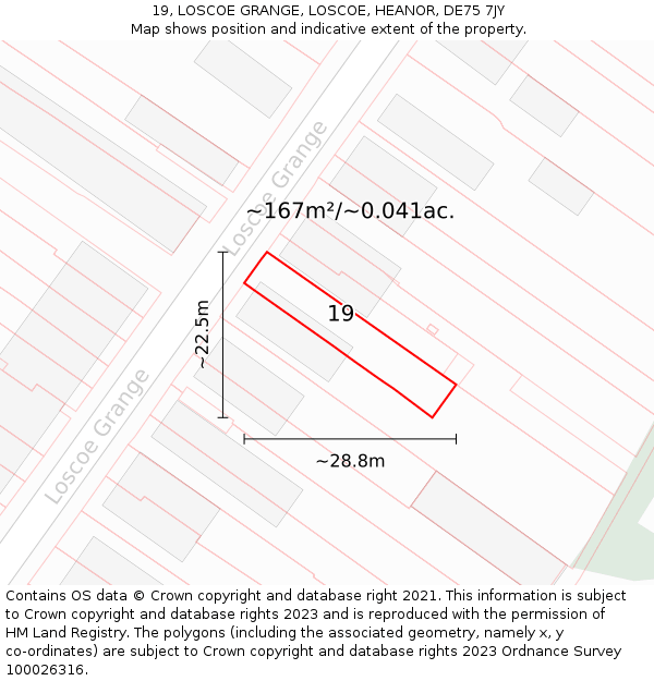 19, LOSCOE GRANGE, LOSCOE, HEANOR, DE75 7JY: Plot and title map