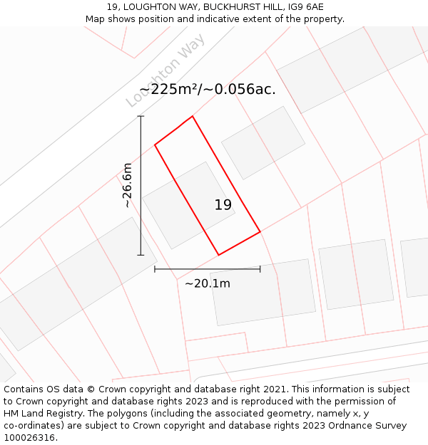 19, LOUGHTON WAY, BUCKHURST HILL, IG9 6AE: Plot and title map
