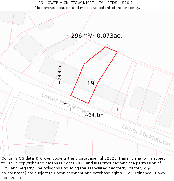 19, LOWER MICKLETOWN, METHLEY, LEEDS, LS26 9JH: Plot and title map