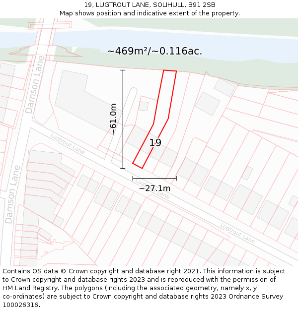19, LUGTROUT LANE, SOLIHULL, B91 2SB: Plot and title map