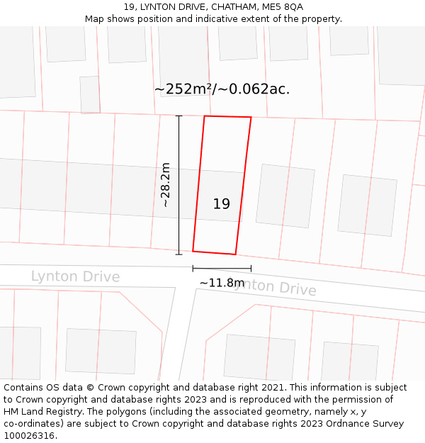 19, LYNTON DRIVE, CHATHAM, ME5 8QA: Plot and title map