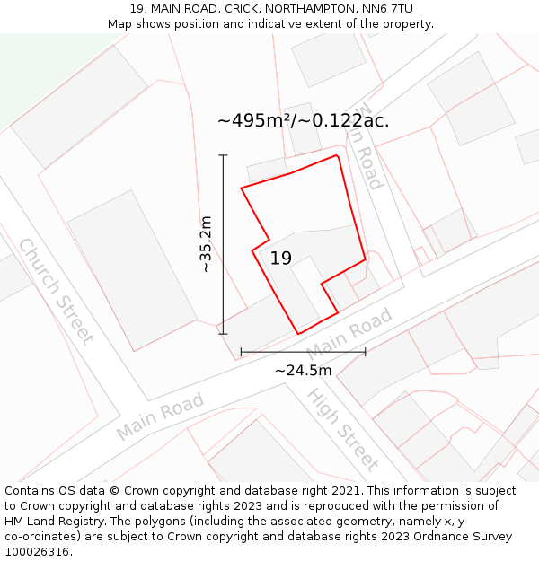 19, MAIN ROAD, CRICK, NORTHAMPTON, NN6 7TU: Plot and title map