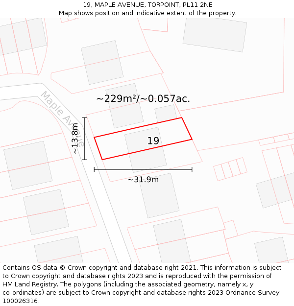 19, MAPLE AVENUE, TORPOINT, PL11 2NE: Plot and title map
