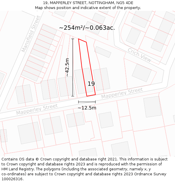 19, MAPPERLEY STREET, NOTTINGHAM, NG5 4DE: Plot and title map