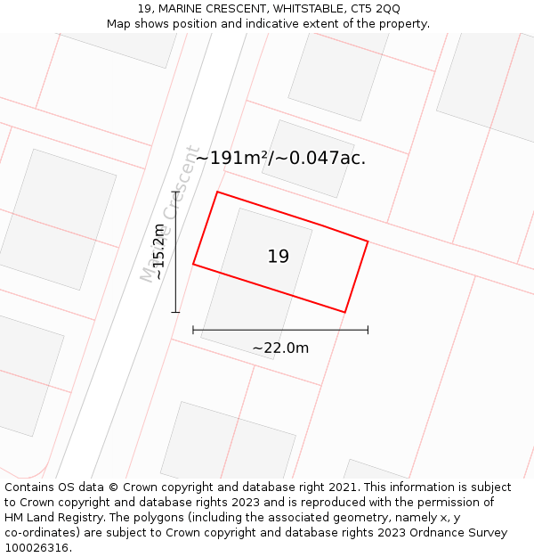 19, MARINE CRESCENT, WHITSTABLE, CT5 2QQ: Plot and title map