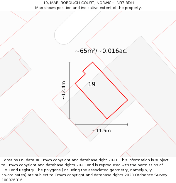 19, MARLBOROUGH COURT, NORWICH, NR7 8DH: Plot and title map