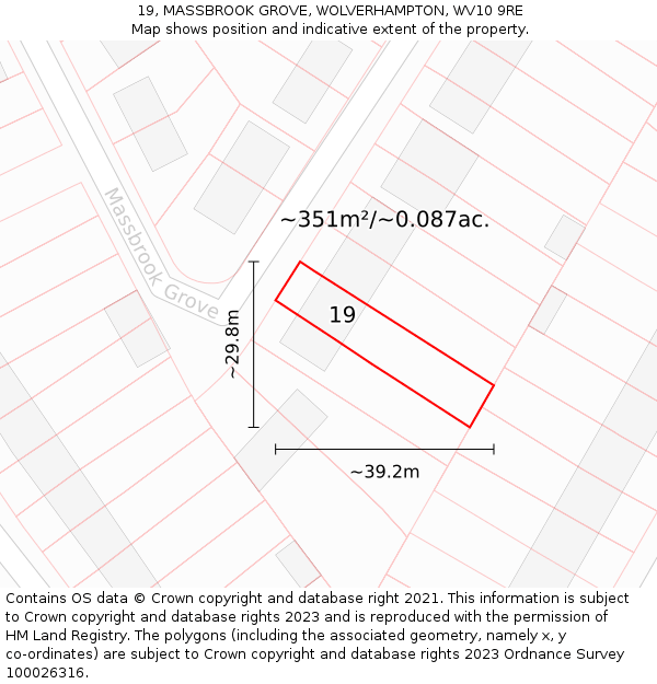 19, MASSBROOK GROVE, WOLVERHAMPTON, WV10 9RE: Plot and title map