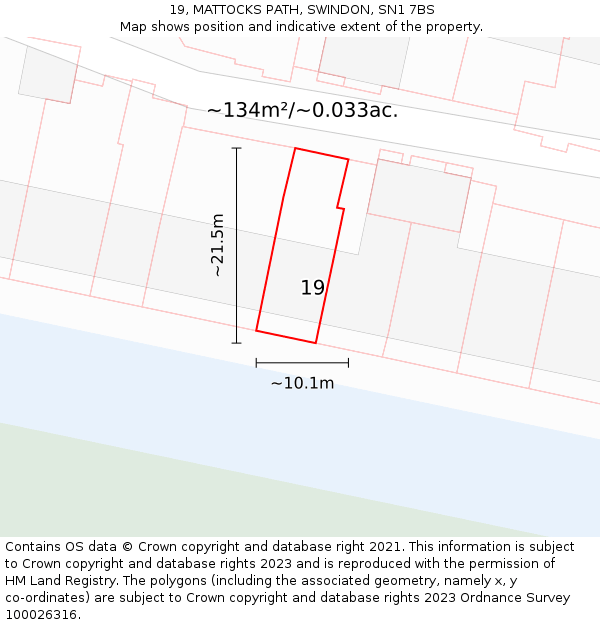 19, MATTOCKS PATH, SWINDON, SN1 7BS: Plot and title map